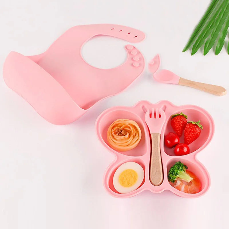 2PCS Silicone Baby Suction Plate and Spoon Set