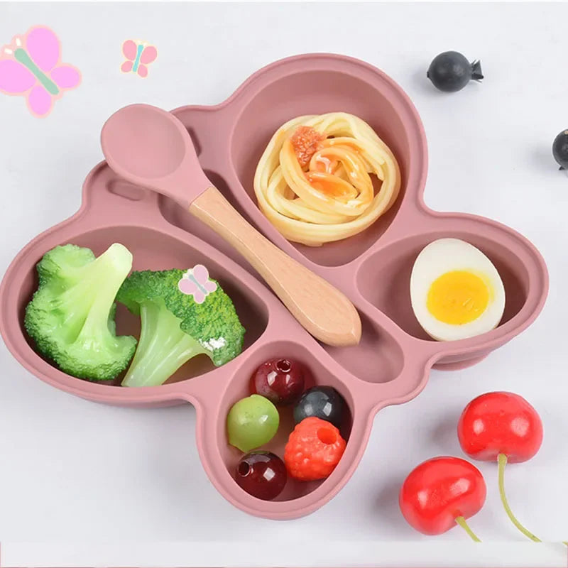 2PCS Silicone Baby Suction Plate and Spoon Set