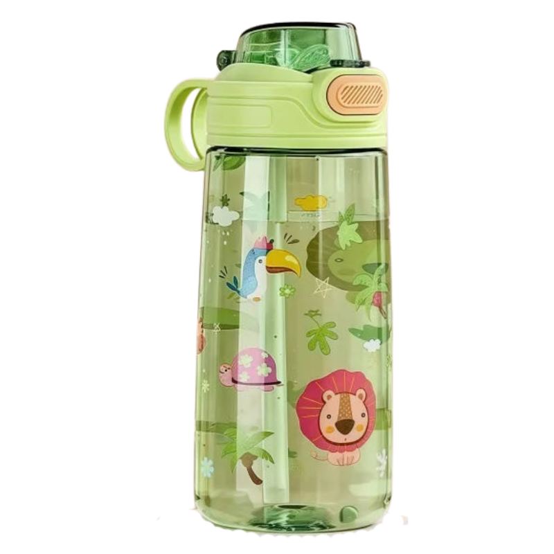 550ml Kids Leak-Resistant Water Bottle with Straw and Safety Lock