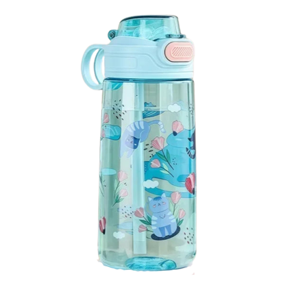 550ml Kids Leak-Resistant Water Bottle with Straw and Safety Lock