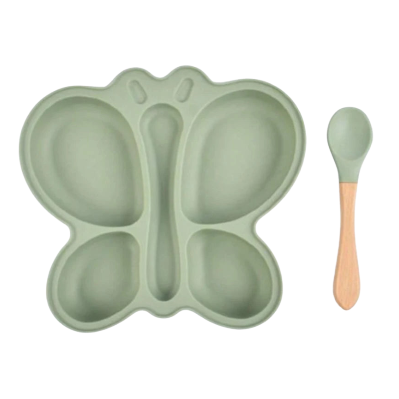 2PCS Silicone Baby Suction Plate and Spoon Set