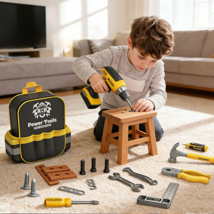28PCS Kids Tool Set with Electric Toy Drill and Toolbox