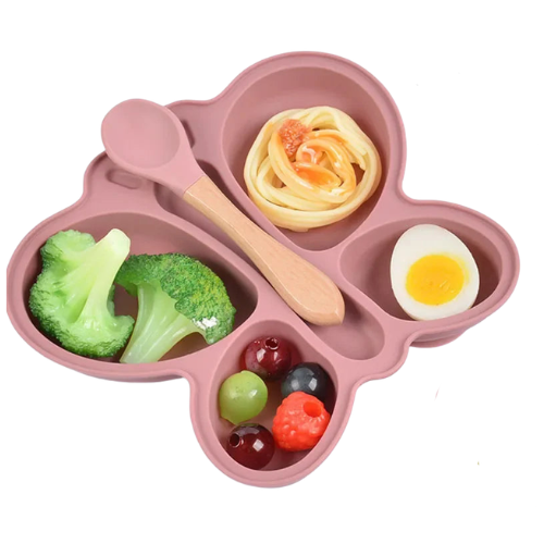 2PCS Silicone Baby Suction Plate and Spoon Set