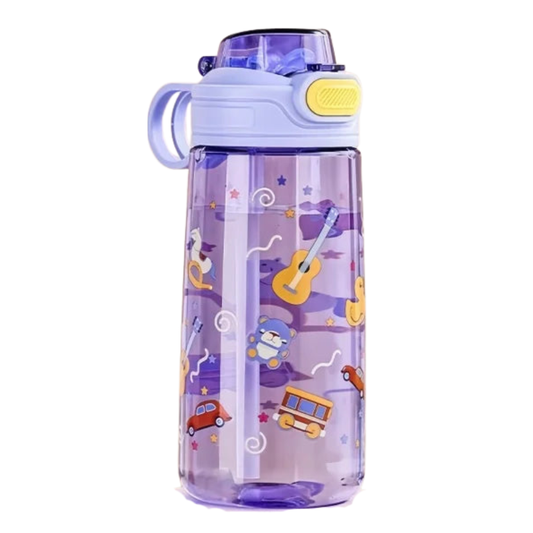 550ml Kids Leak-Resistant Water Bottle with Straw and Safety Lock