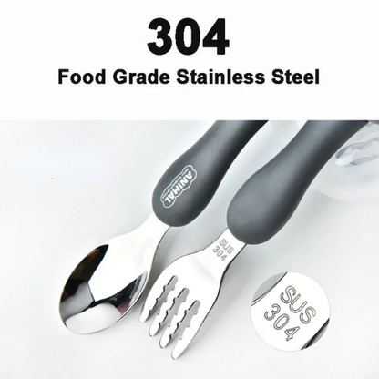 2PCS Kids Stainless Steel Spoon and Fork Set for Toddlers
