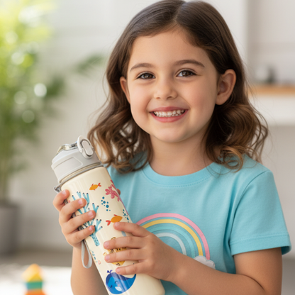 800ml Kids Water Bottle with Straw Large Capacity