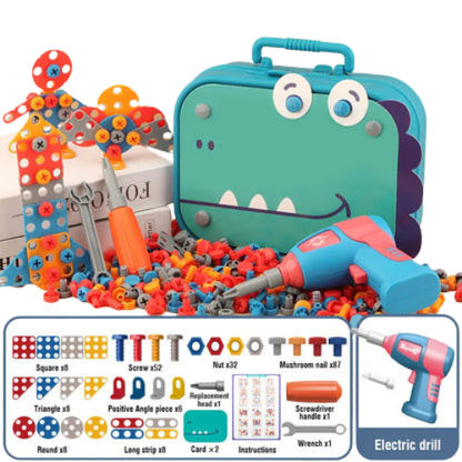 211PCS Kids Construction Toy Set with Electric Drill