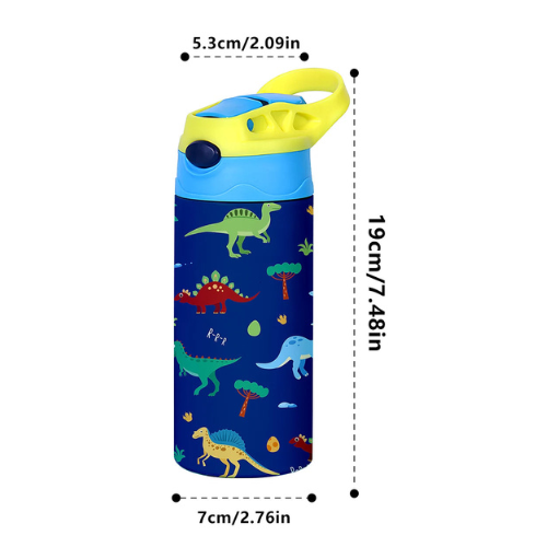 350ml Kids Stainless Steel Insulated Water Bottle with Straw