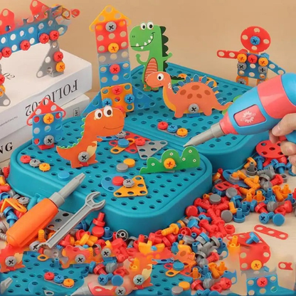 211PCS Kids Construction Toy Set with Electric Drill