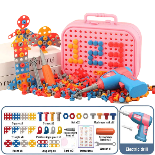 211PCS Kids Construction Toy Set with Electric Drill