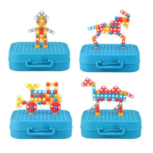 211PCS Kids Construction Toy Set with Electric Drill