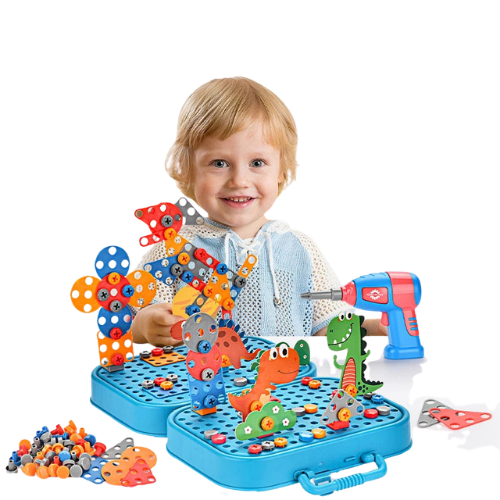 211PCS Kids Construction Toy Set with Electric Drill