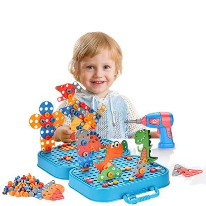 211PCS Kids Construction Toy Set with Electric Drill