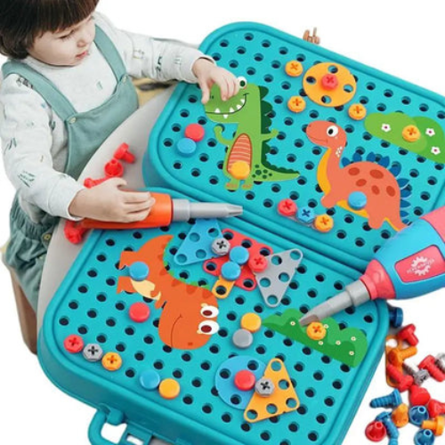 211PCS Kids Construction Toy Set with Electric Drill
