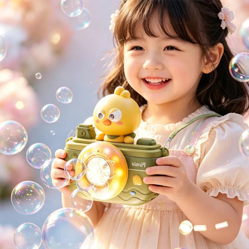 Kids Automatic Bubble Camera Toy with Music and LED Lights