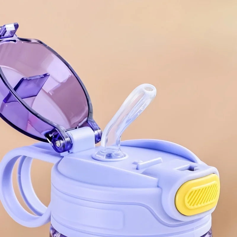 550ml Kids Leak-Resistant Water Bottle with Straw and Safety Lock
