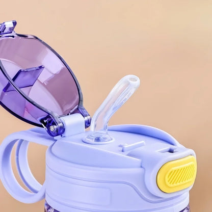 550ml Kids Leak-Resistant Water Bottle with Straw and Safety Lock