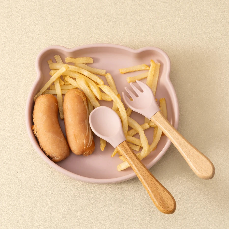 3PCS Silicone Baby Feeding Set with Suction Plate Bowl & Spoon