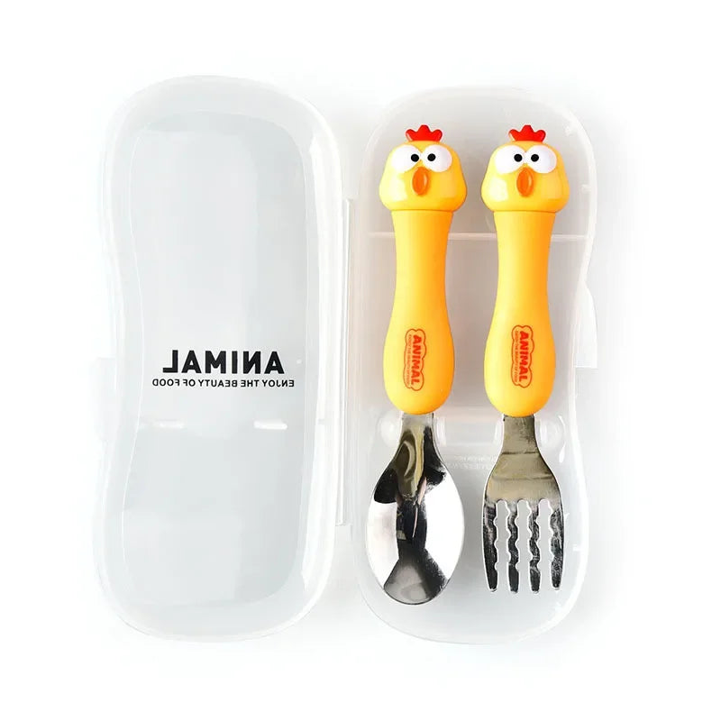 2PCS Kids Stainless Steel Spoon and Fork Set for Toddlers