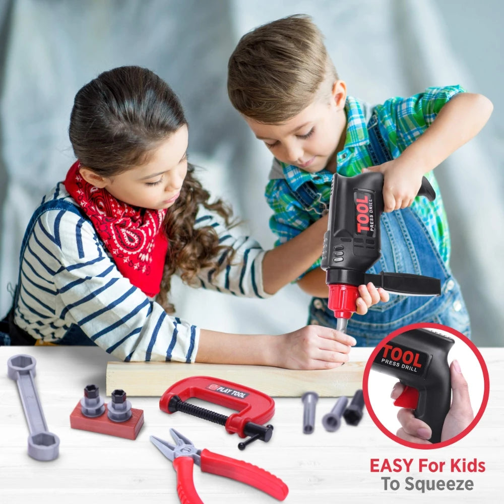 41-Piece Kids Tool Set with Electric Toy Drill & Portable Toolbox