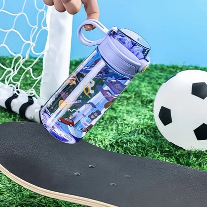 550ml Kids Leak-Resistant Water Bottle with Straw and Safety Lock