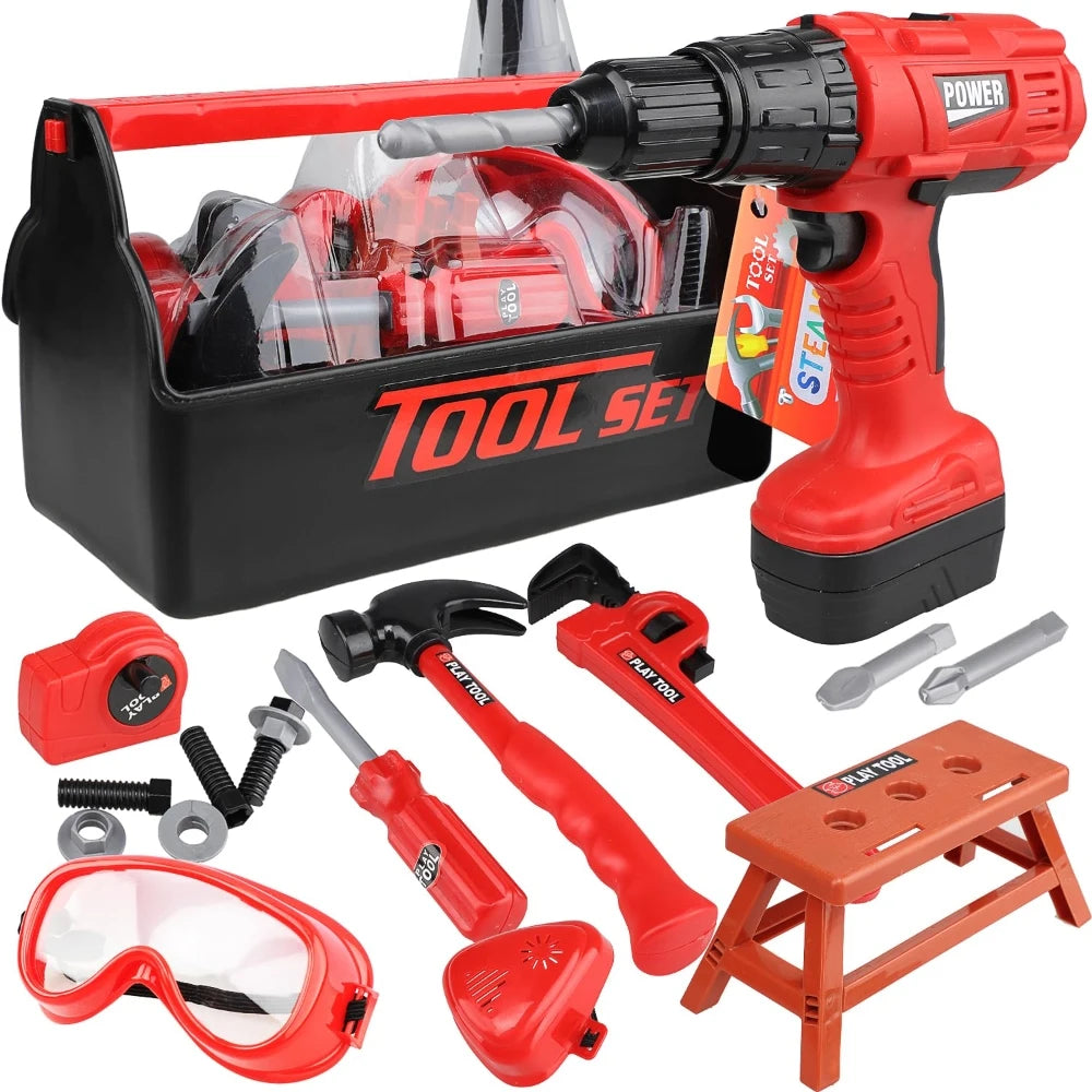 41-Piece Kids Tool Set with Electric Toy Drill & Portable Toolbox