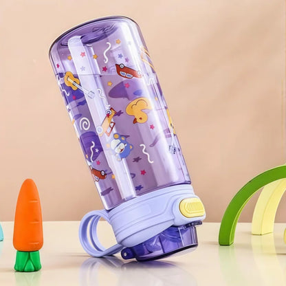 550ml Kids Leak-Resistant Water Bottle with Straw and Safety Lock