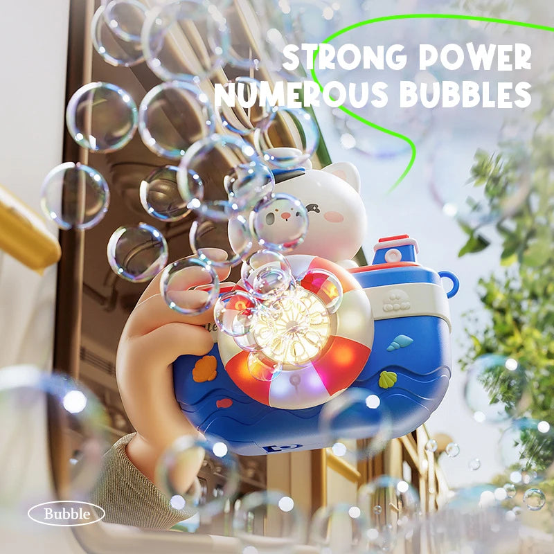 Kids Automatic Bubble Camera Toy with Music and LED Lights
