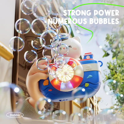 Kids Automatic Bubble Camera Toy with Music and LED Lights