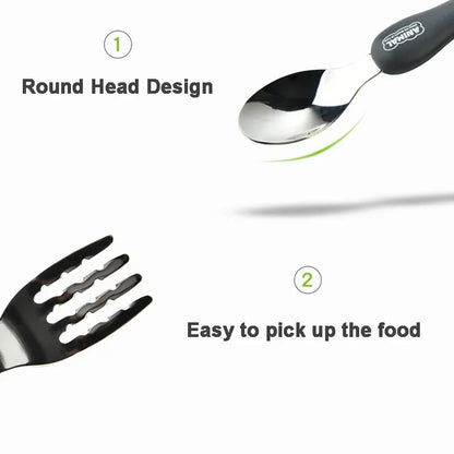2PCS Kids Stainless Steel Spoon and Fork Set for Toddlers