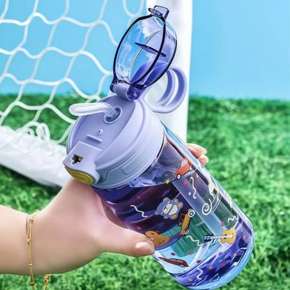 550ml Kids Leak-Resistant Water Bottle with Straw and Safety Lock
