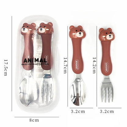 2PCS Kids Stainless Steel Spoon and Fork Set for Toddlers