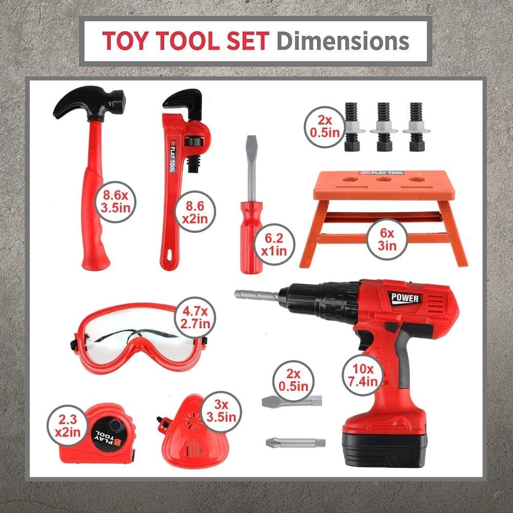41-Piece Kids Tool Set with Electric Toy Drill & Portable Toolbox