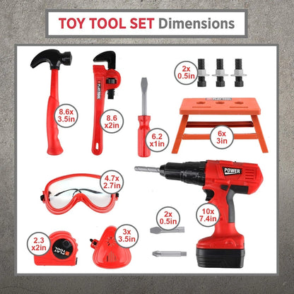 41-Piece Kids Tool Set with Electric Toy Drill & Portable Toolbox